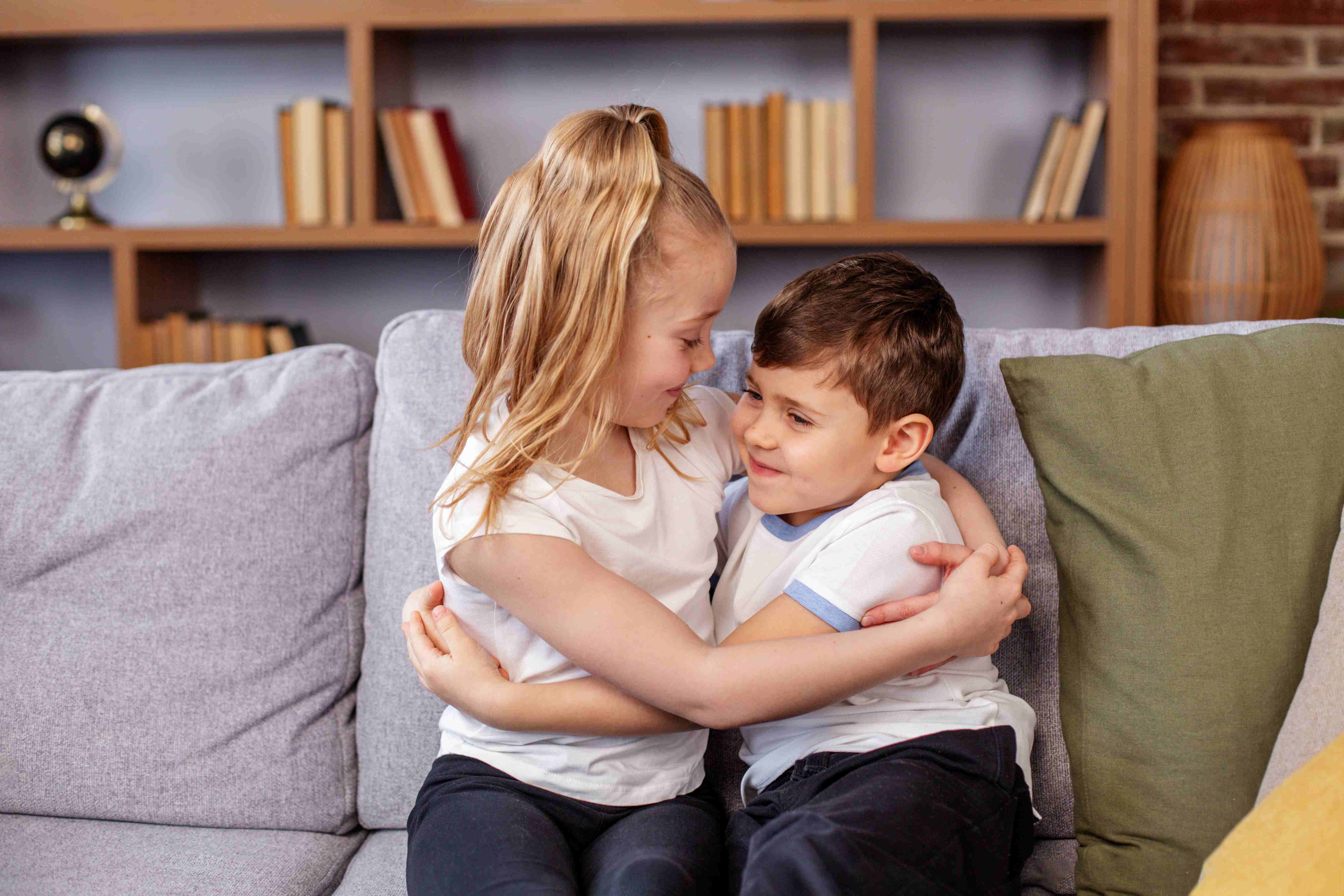 children affectionately embracing